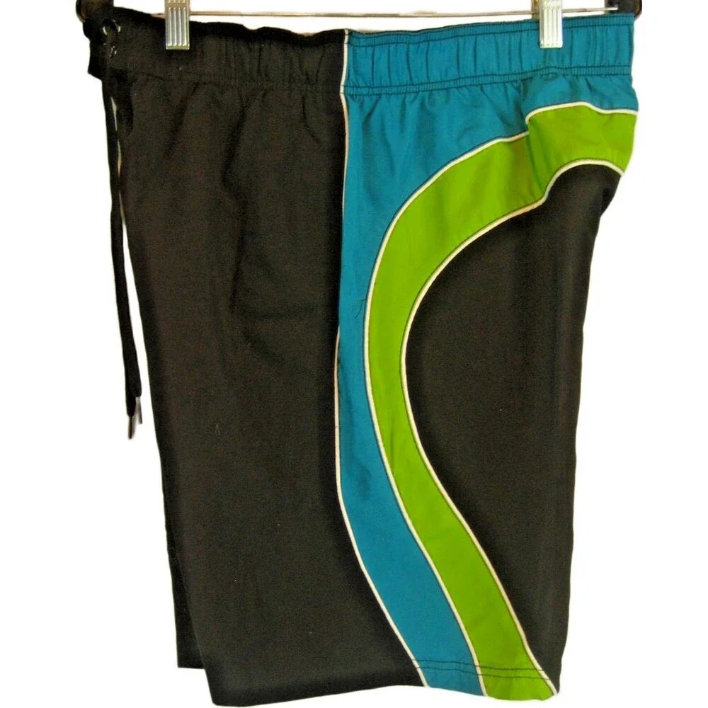 Mens Ron Jon Black w Graphics Lined Board Shorts sz Lx10